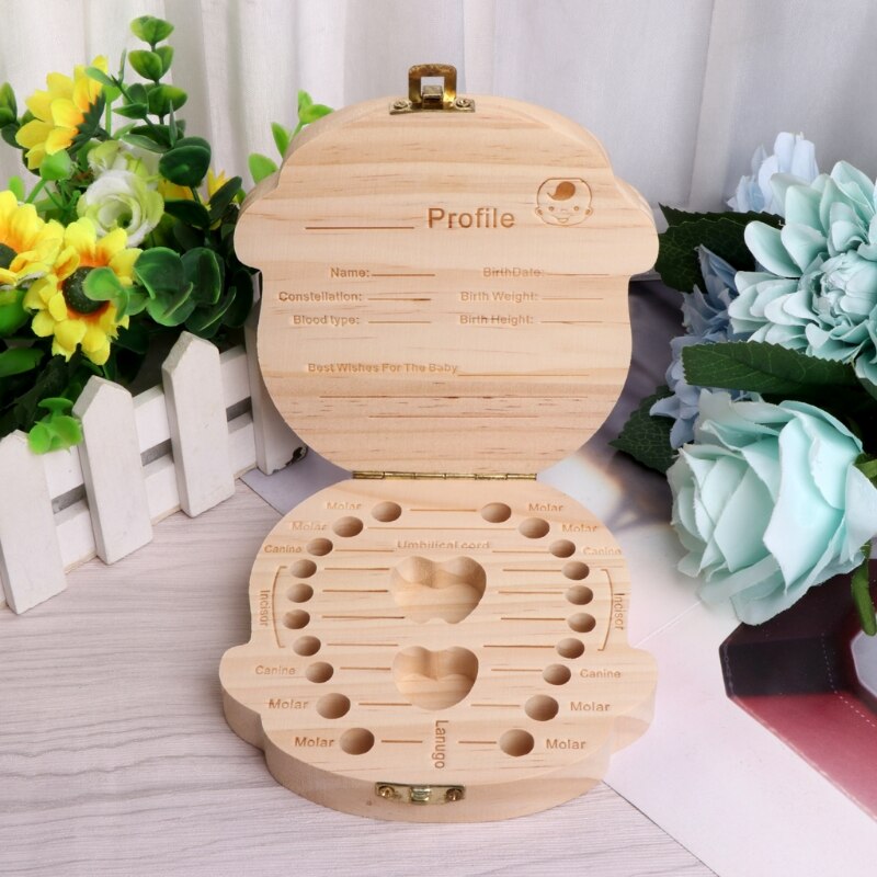 Tandendoos organizer voor kinderen, baby, melktanden, houten opbergdoos voor jongen en meisje