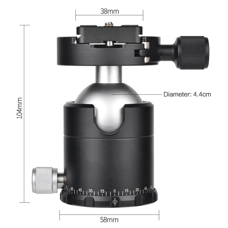 Kamera Stativ Kopf Aluminium Legierung Kamera Panorama Stativ Ball Kopf mit schnell Freisetzung Platte 1/4 Zoll Schraube Halterung für Kameras C