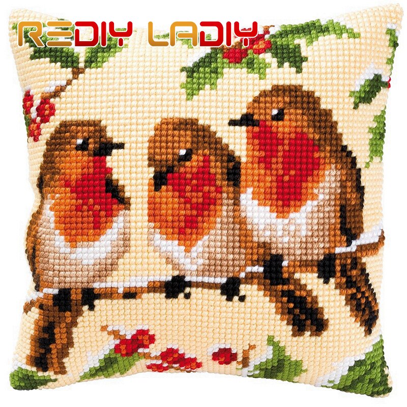 Kruissteek kussenhoes dieren familie bank kussen diy dikke kruissteek kits 100%  acryl garen kussensloop hobby & knutselen