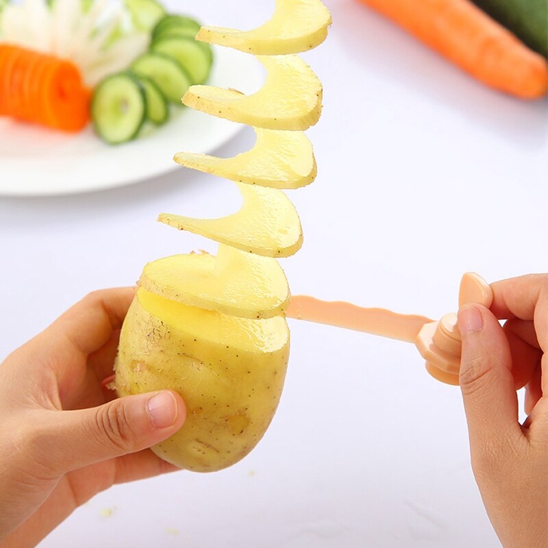 Rollo de patatas flor cortadora de zanahoria herramienta de corte en espiral vegetal Pepino de cocina de plástico cortador de flores azul