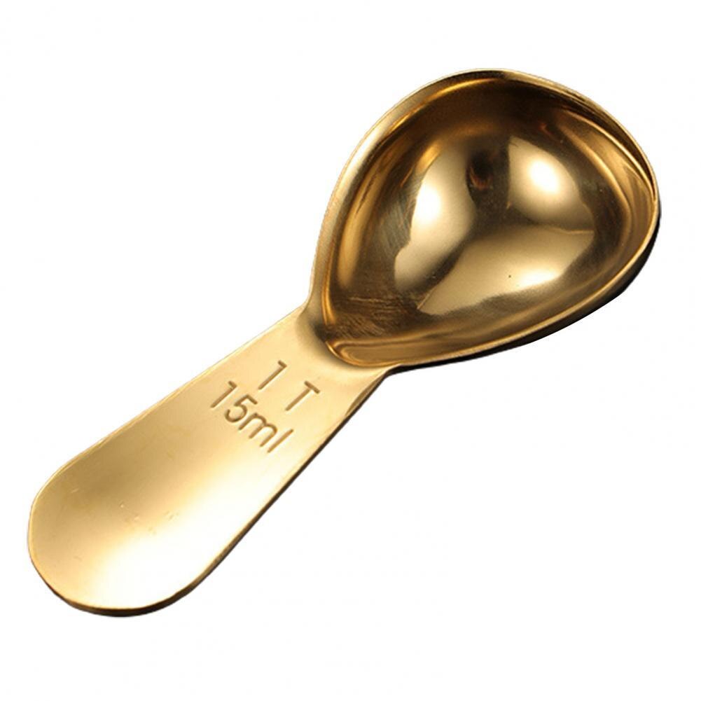15/30ml Messlöffel Tragbare Edelstahl Sauerei Esslöffel Milchpulver Messlöffel Tee Kaffee Getreide Scoop: S 15ml / golden