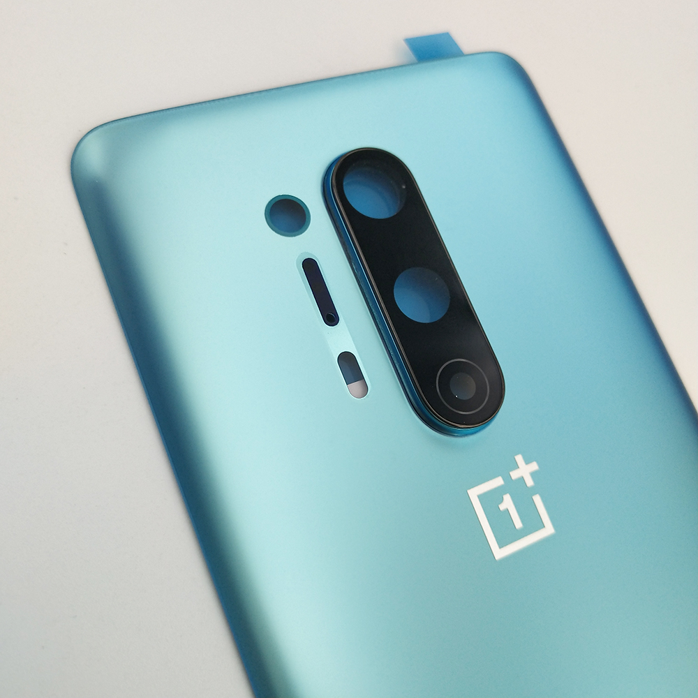 Carcasa trasera Original para Oneplus 8 Pro One Plus, cubierta trasera de cristal, reparación, reemplazo de batería, funda para puerta con lente de cristal de cámara + logotipo