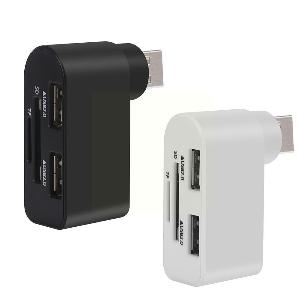 4 In 1 Draagbare 180 ° Draaien Usb Hub High Speed U Disk Reader Splitter 3 Poorten Voor Computer Pc laptop Mini Accessoires H3x5