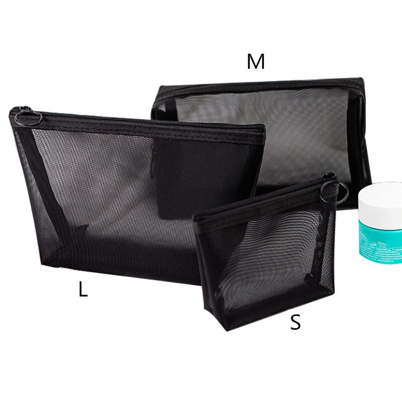 1 pz borsa cosmetica da donna Neceser da viaggio kit da toeletta nero trasparente organizzatore per trucco custodia per lavaggio piccola borsa per trucco grande