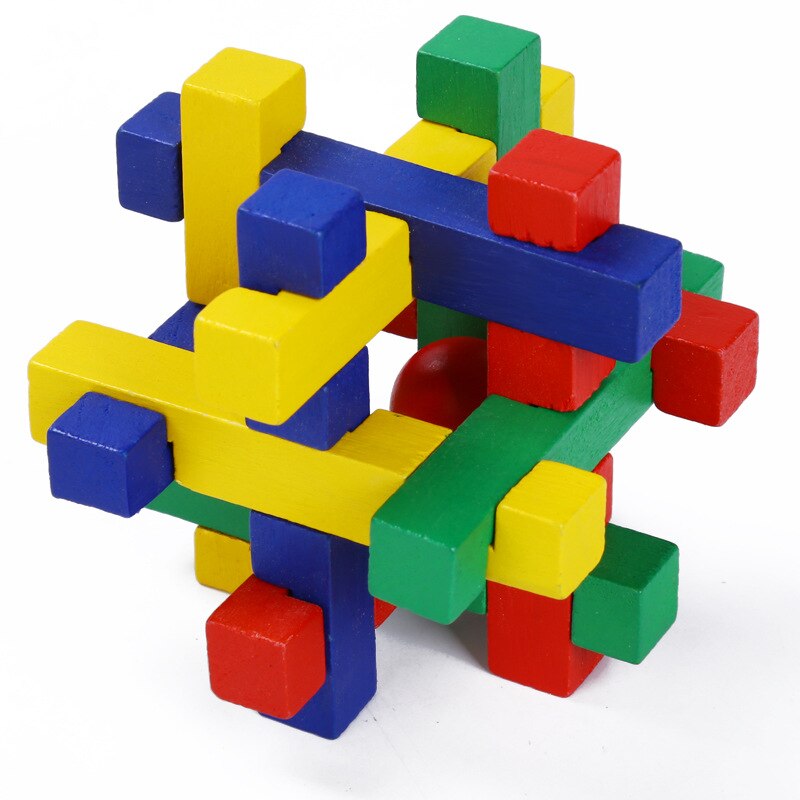 Dobbelt ti kong ming lås blok lu ban lås blok 3d træ sammenlåsende gåder spil hjerne spil uddannelse legetøj til voksne barn