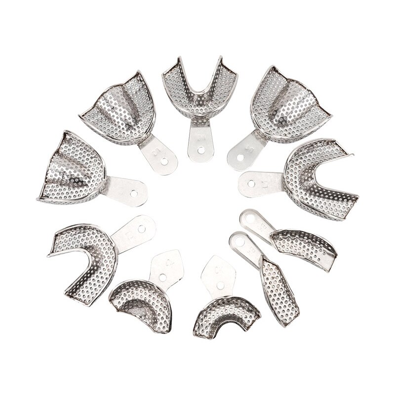 Dental Metal Impression Trays Stainless Steel Impression Tray With Holes Quarter ,Anterior, Small, Medium,Large