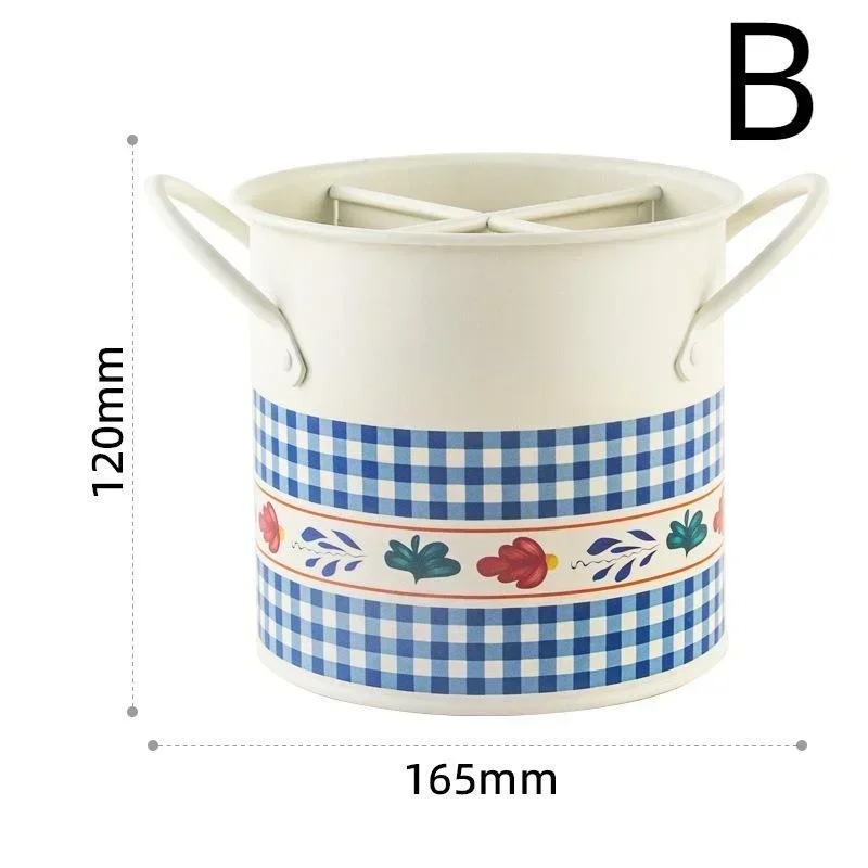 Seau de rangement de vaisselle rétro, égouttoir avec séparateur, boîte de rangement de couteaux et fourchettes de cuisine, décoration de la maison pour outils de cuisine: vert clair