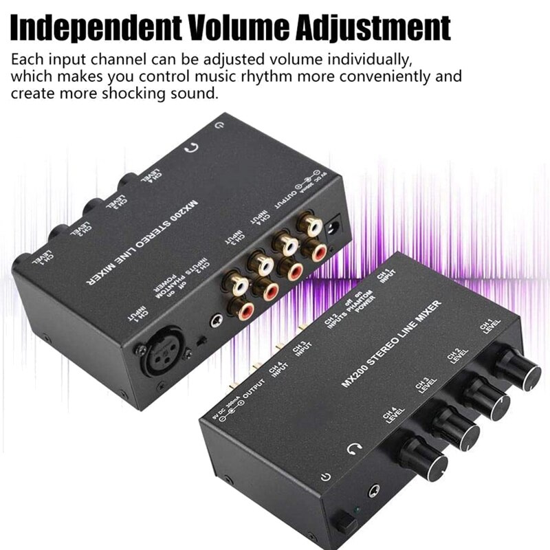 Sound Mixer Mini Noise Cancelling Karaoke Mixer 3 Channel RCA Input And 1 RCA Output Stereo Sound Mini Dj Mixer(EU Plug)