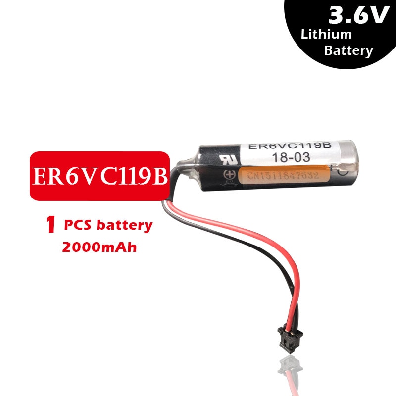 1Pcs/Lot 100% Original For TOSHIBA ER6V ER6VC119B 3.6V 2000mAh PLC Battery With Black Plug