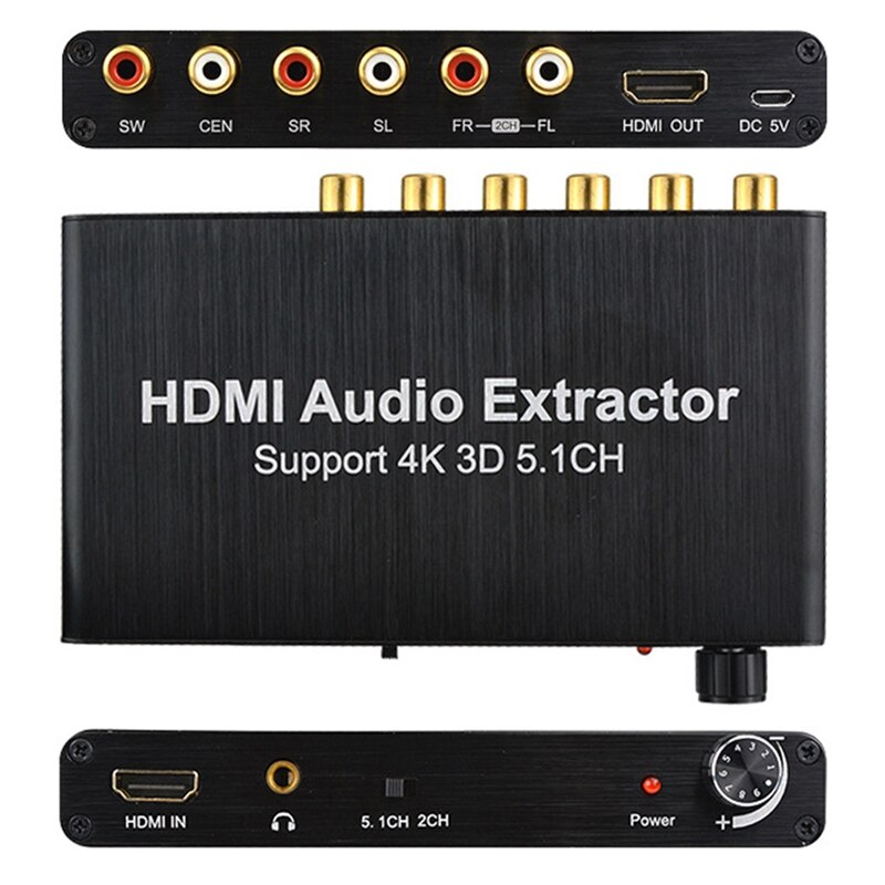 HDMI-Compatible Audio Decoder 4K HDMI 5.1 Digital Audio Decoder Splitter Converter US Plug