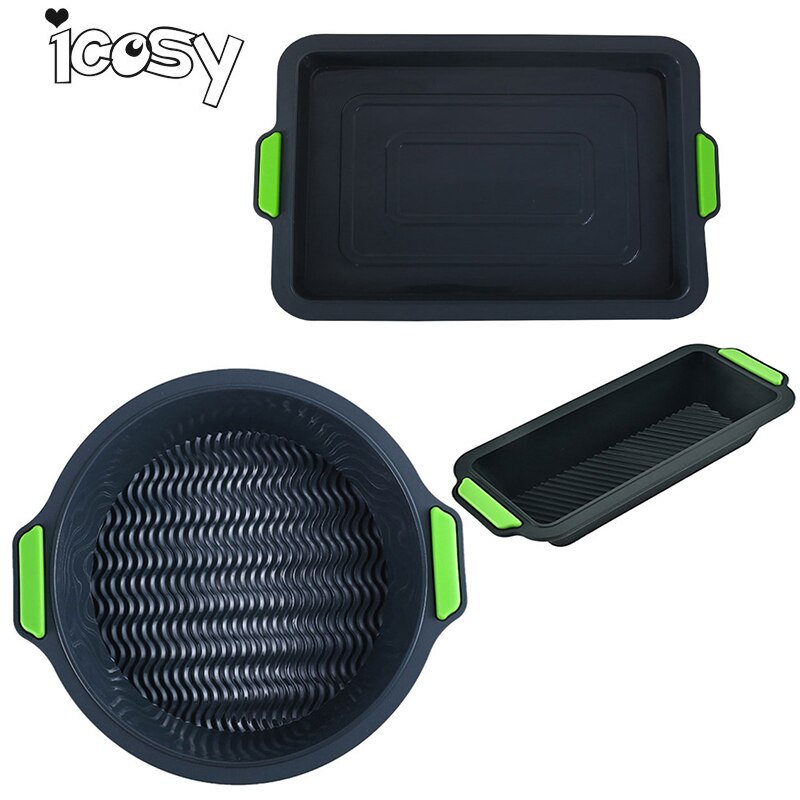 3Pcs Siliconen Brood Pan Cakevorm Voor Cake Bakvormen Tray Silicone Ronde Pond Cakevorm Huishoudelijke Non-stick siliconen Cake: 02