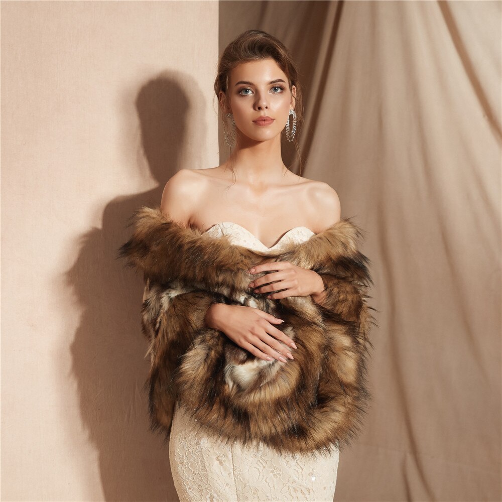 Janevini bont imitatie winter bolero sjaal wikkel bruidsmantel vrouwen trouwjurk cape voor gala feest accessoires