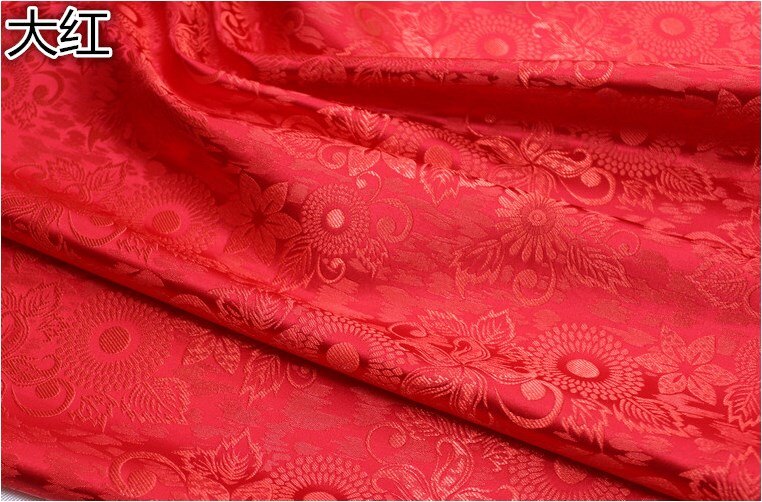 CF943 12 couleurs chinois traditionnel soie brocart tissu chinois mariage vêtements taie d'oreiller tissus bricolage matériaux Textiles de maison: red