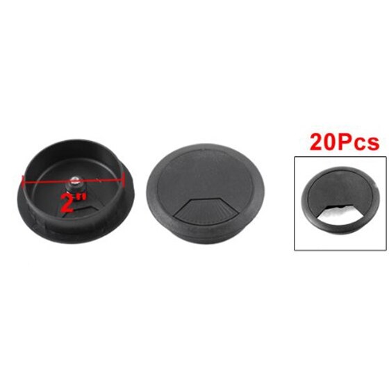 MYLB-PC Bureau Zwart Plastic 50Mm Diameter Flip Top Grommet Kabelopening Cover 20 Pcs