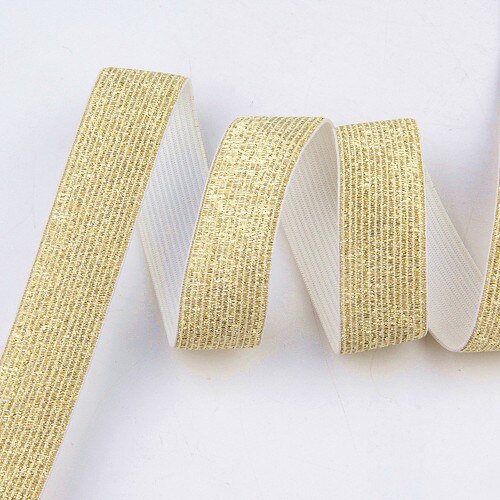 Elastiske bånd 2.5cm gummi elastiske 25mm leopard talje bånd elastik couture diy tøj undertøj bukser sy tilbehør: Guld