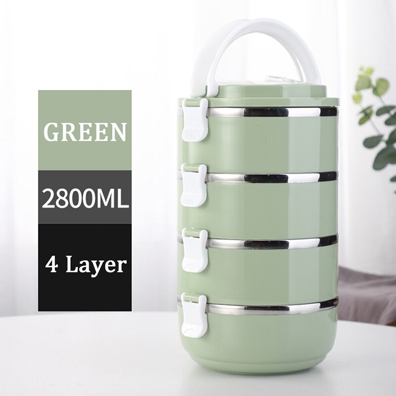 TUUTH 304 Roestvrij Staal Japanse Lunchbox Thermische Voor Voedsel Draagbare LunchBox Voor Kinderen Picknick Kantoormedewerkers School: JpA-4Layers-Green