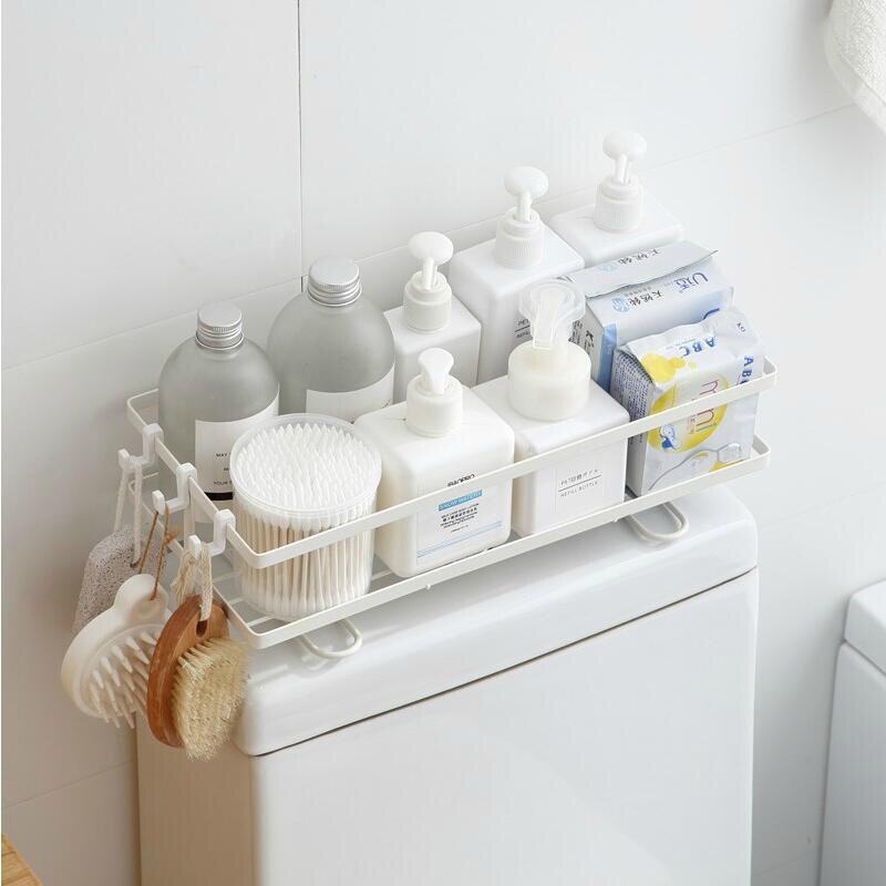 Storage Shelf above toilet water tank Reusable Heavy Duty Kitchen Bathroom Toliet Wall Shelf iron Storage Rack Organizer