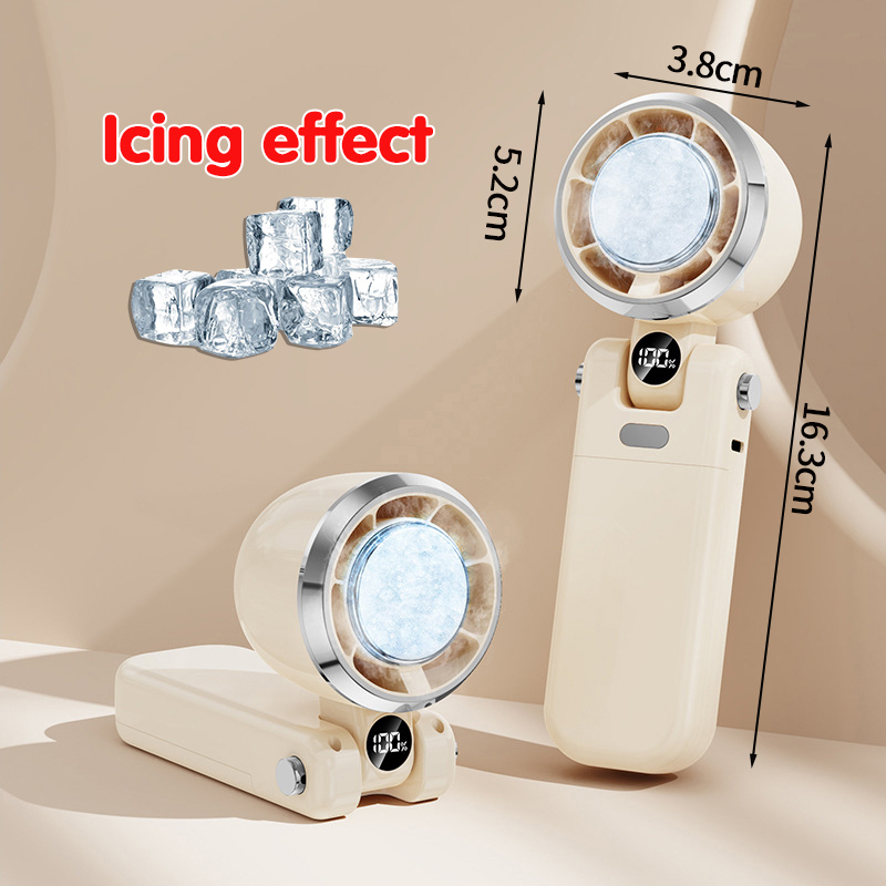 Upgraded Electric Mini Fan Refrigeration Handheld Fan USB Rechargeable Portable Cooling Fan Air Cooler: Clear