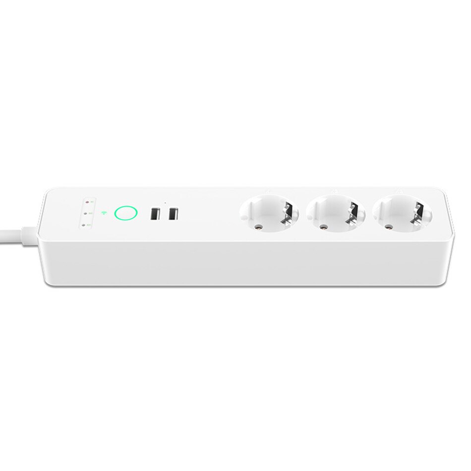 Regleta de potencia inteligente con enchufe WiFi de 16A, enchufe multienchufe con 3 salidas de CA y 2 puertos de carga USB, Control por voz, funciona con Alexa google home: EU Plug 3AC