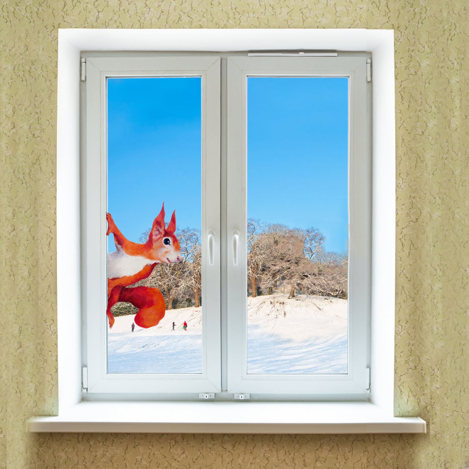 Pegatinas de ventana para el hogar, adhesivos de pared con estampado Animal de ardilla que espía, decoración de ventanas para paredes y para el hogar, 1/3/5 Uds.