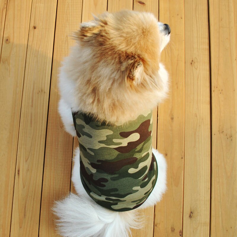 1Pcs Lente En Zomer Hond Kleren Puur Katoen Ademend T-shirt Teddy Puppy Corgi Camouflage Vest Puppy Kat Kleding