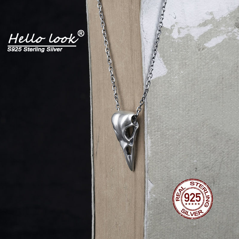 Hellolook Gothic Bird Schedel Hanger Ketting 925 Sterling Zilveren Ketting Hanger Punk Ketting Voor Mannen Vintage Sieraden