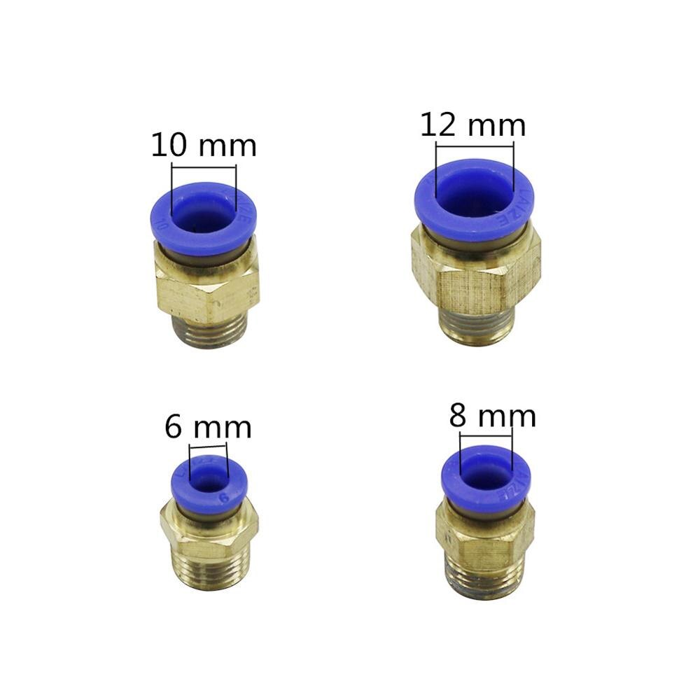 6/8/10/12mm OD Pipe Interface to 1/8" 1/4" 3/8" 1/2" Male Thread Straight Connector Air Pneumatic Fitting Garden Connector 2Pcs