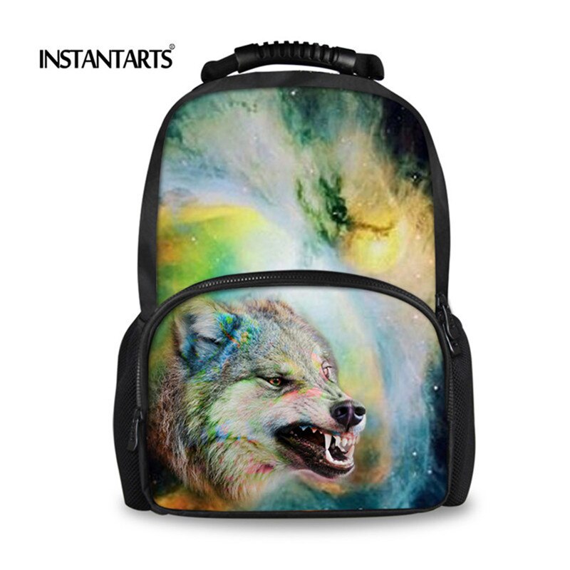 INSTANTARTS 3D Animal Wolf Lion Printing Backpack for Men Travel Laptop College Student Bagpack Universe Space Galaxy School Bag: CC3197A