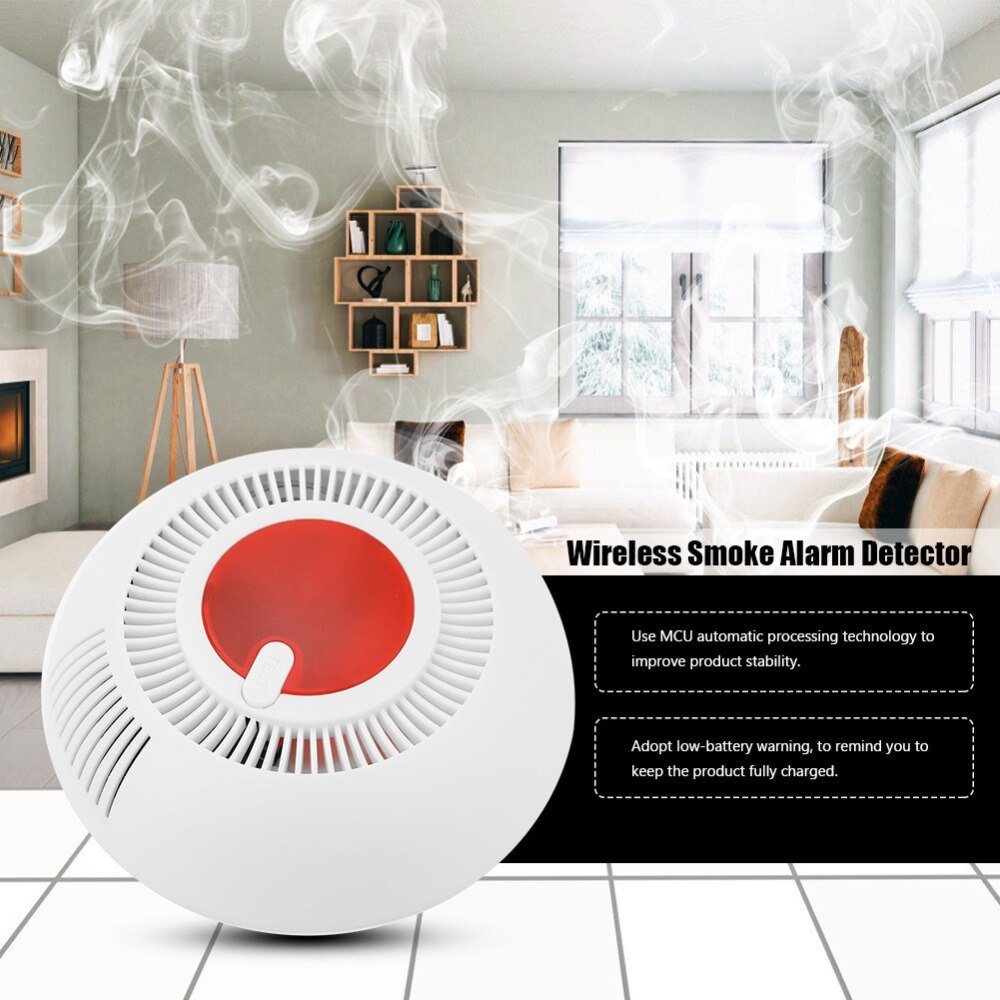 Wireless Smoke Alarm Detector Fire Protection Sensor for Home Security Infrared Photoelectric Sensor