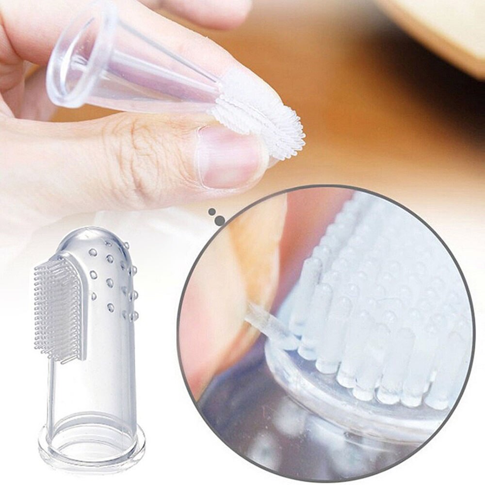 Nova Transparente De Silicone Bebê Dedo Escova De Dentes Oral Massageador + PP De Armazenamento Caso