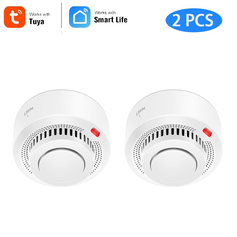 Smart Home Automation Wifi Smart Smoke Detector Tuya Smart Life Fire Alarm Sensor Home Security System: WIFI SMOKE 2 PCS
