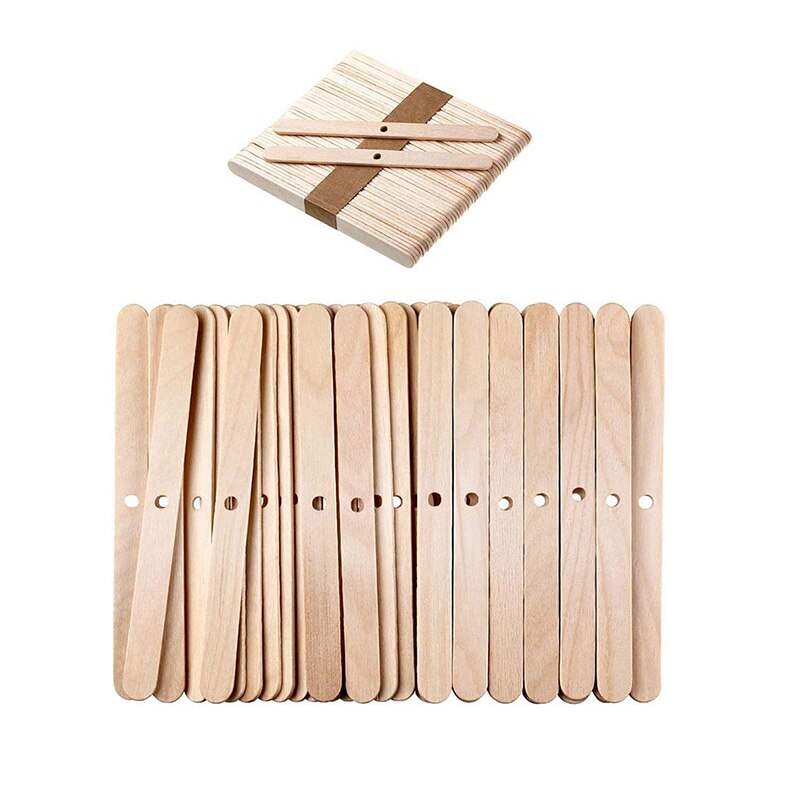 100Pcs/pack Wooden Candles Wick With Sustainer Tab Candle Core For Candle Making Supply Soy Parffin Wax: A