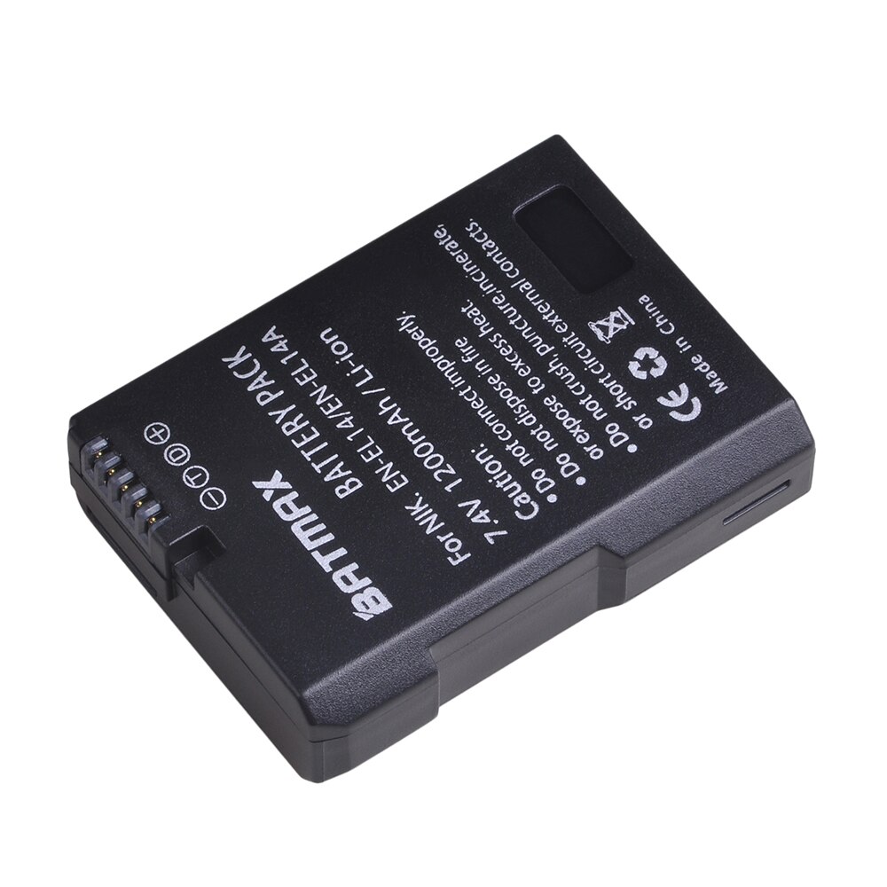 2 batteries ENEL14 EN EL14 a + LCD, double chargeur USB pour Nikon D3100 D3200 D3300 D5100 D5200 D5300 P7000: 1 Battery