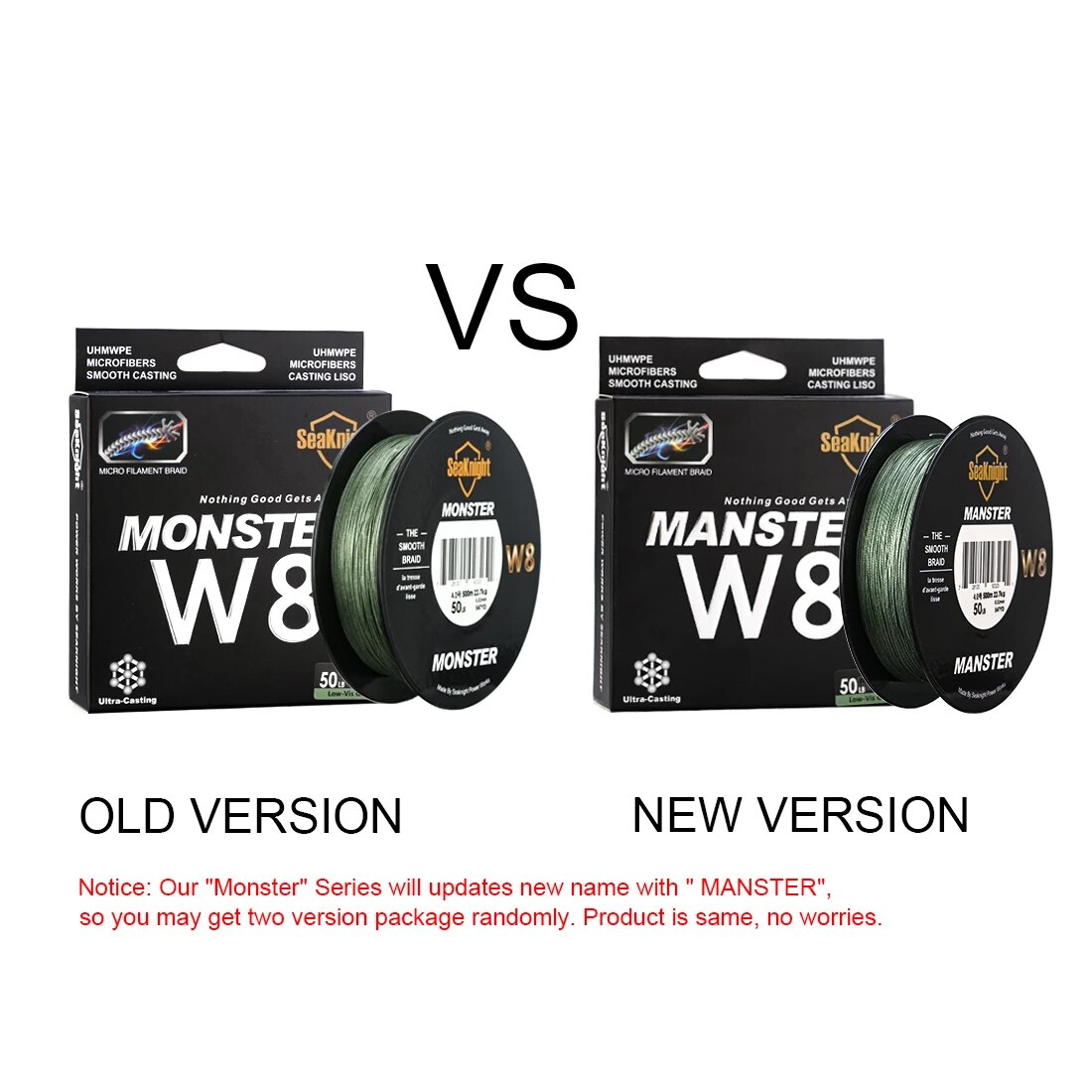 SeaKnight Monster/Manster W8 Multi-Color 8 hebras PE sedal 300M líneas trenzadas lisas pesca de carpa 15 20 30 40 50 80 100LB