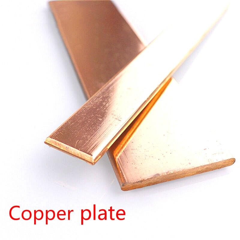 Plaque de cuivre plat 99% pur Cu, épaisseur de bande métallique 1/1.5/2/3/4/5mm longueur 250 mm