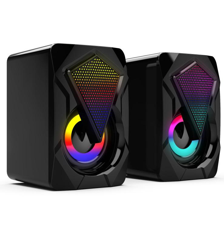Computer Speakers Heavy Subwoofer X2 Colorful Lights Effect RGB Speaker Computer Stereo Multimedia USB Heavy Subwoofer