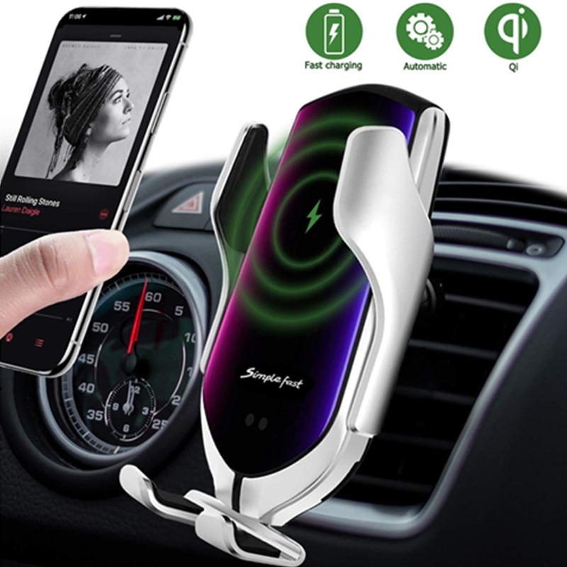 Auto Clamping Air Vent 10W Qi Fast Car Charging Wireless Charger Holder for IPhone SE 11 10 X Samsung Quick Induction Stand