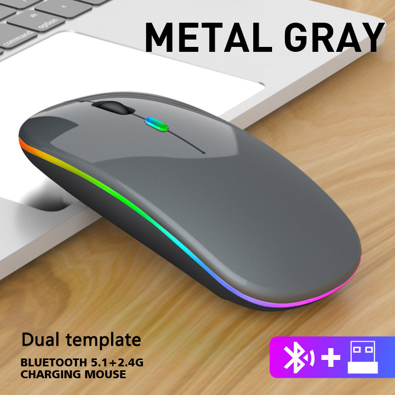 Kolorowe światła mysz Bluetooth bezprzewodowa ergonomiczna myszka USB ładowanie gier optyczna cicha Mause na PC Laptop 2.4GHz 1600 DPI: 003