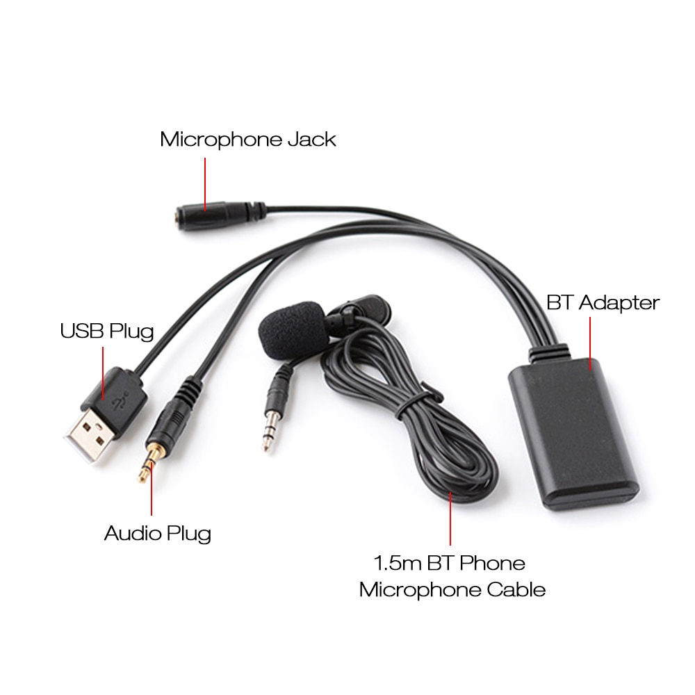 Bil 12v bluetooth modul adapter trådløs radio stereo aux-in aux kabel adapter med mikrofon trådløs til honda
