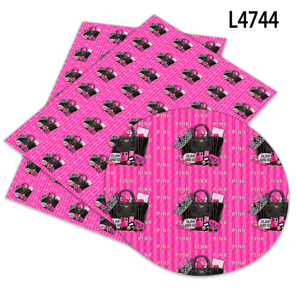 Gedrukt Faux Leer Stof Roze Patroon Synthetisch Doek Voor Diy Naaien Materiaal Voor Kleding A4 22*30Cm