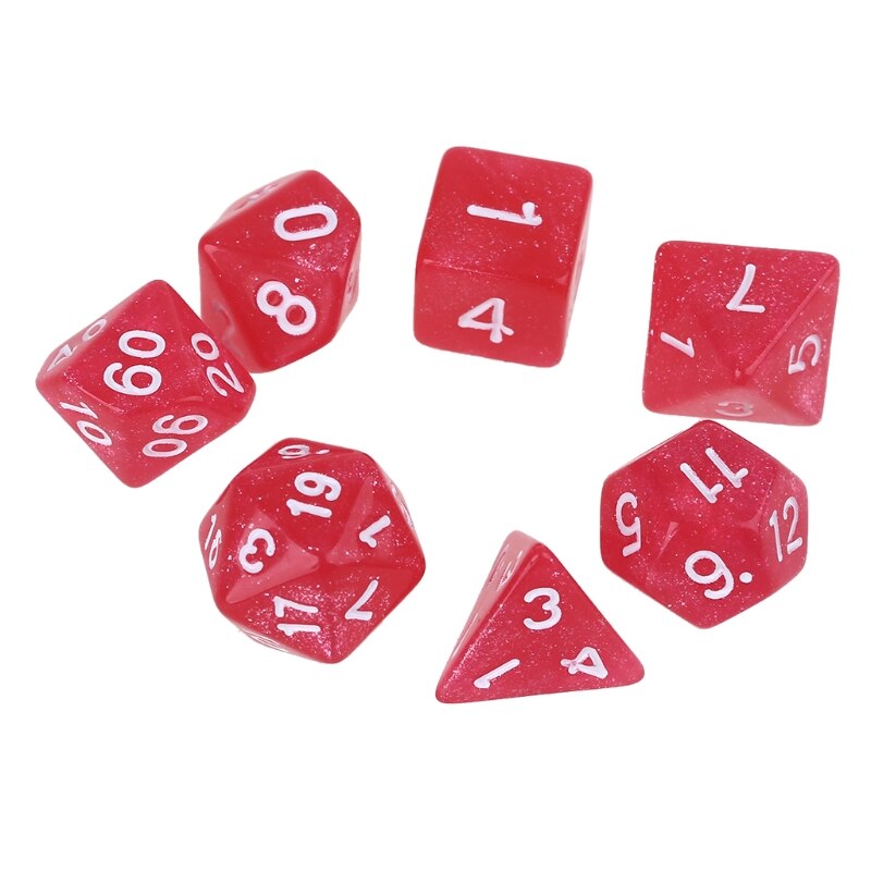 7 stücke Acryl polyedrisch Würfel funkeln Doppel Farben Seitige Würfel Tisch Spiel: Rosa