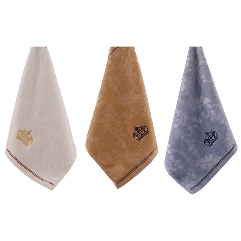 Serviette de visage en coton doux serviette carrée serviette de broderie couronne absorbante