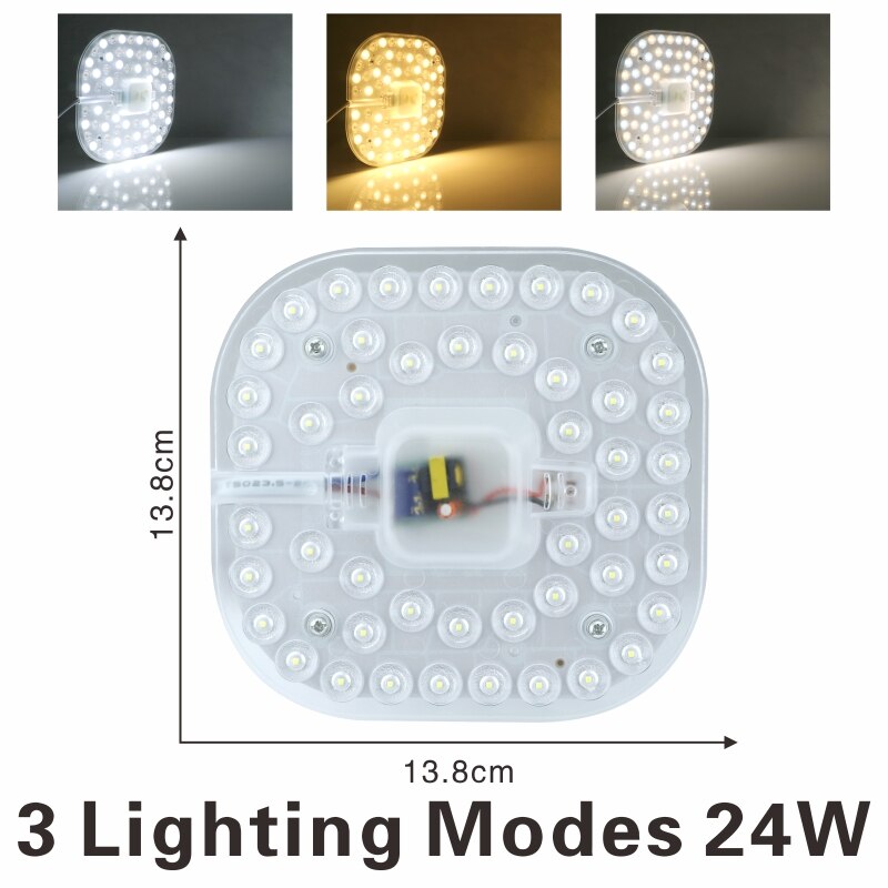 High Power 220V Ceiling Lamps LED Module 12W 18W 24W 36W LED Light Replace Ceiling Lamp Lighting Source Convenient Installation: 24W 3 Lighting Modes