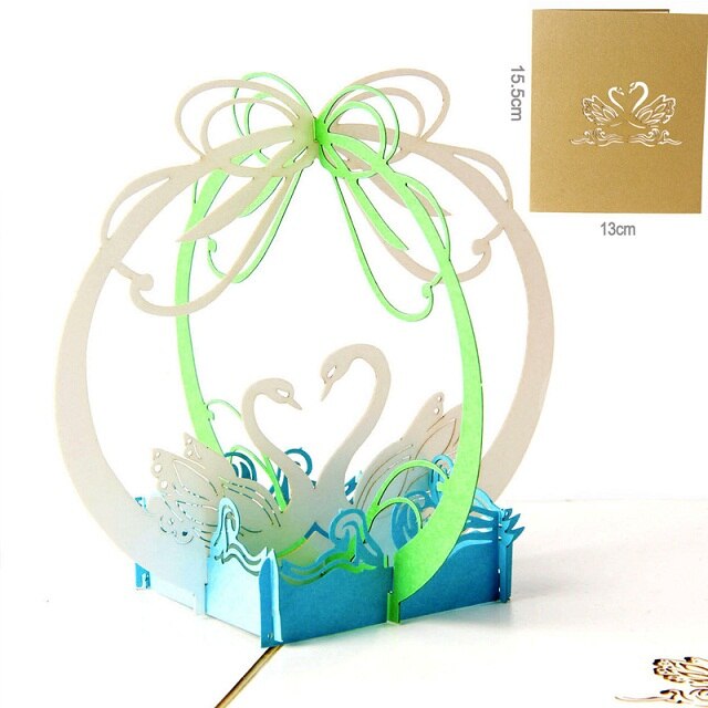 3D Wenskaarten Dank Je Kaart Handgemaakte Pop Up Hart Vorm Papier Gesneden Valentines Moederdag Christmas Card: 16