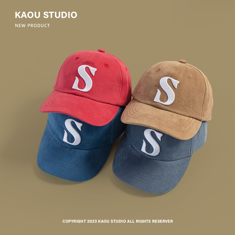 Boné de beisebol masculino e feminino, letra S, estilo coreano, boné pico para pais e filhos, chapéu de sol casual masculino, combinando, combinando, na moda