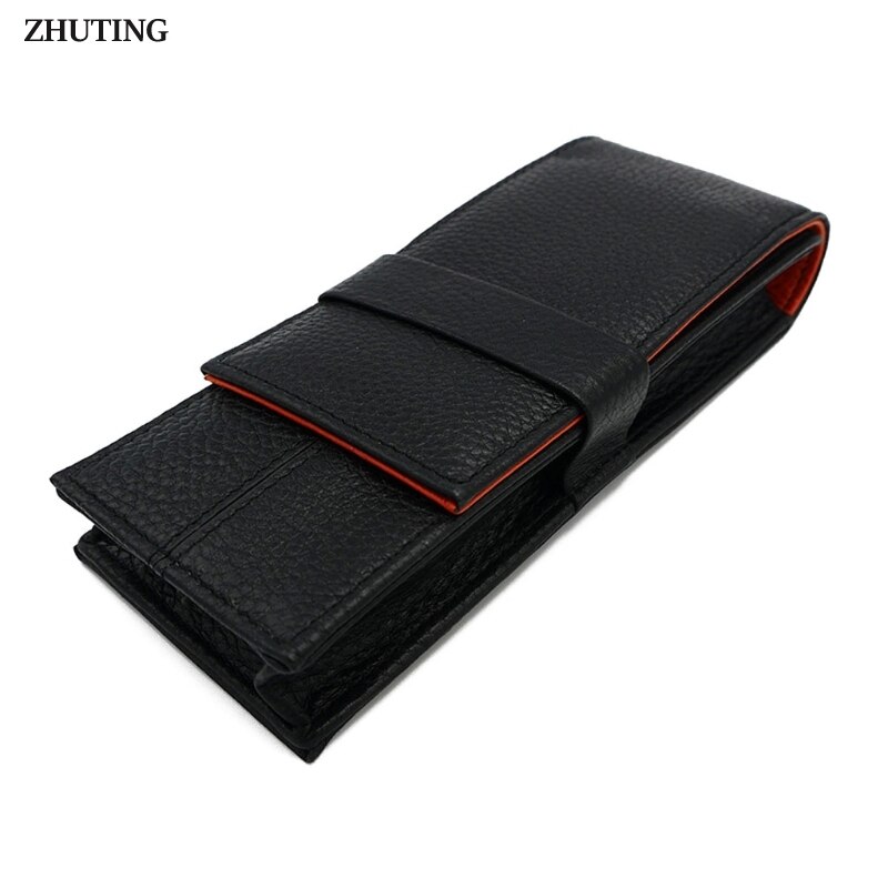Newest Leather Fountain Pen Case ,3 Pens Holder Pouch,Separate Slot Organizer Carrying Case Pencil Bag Office Accessorie: C