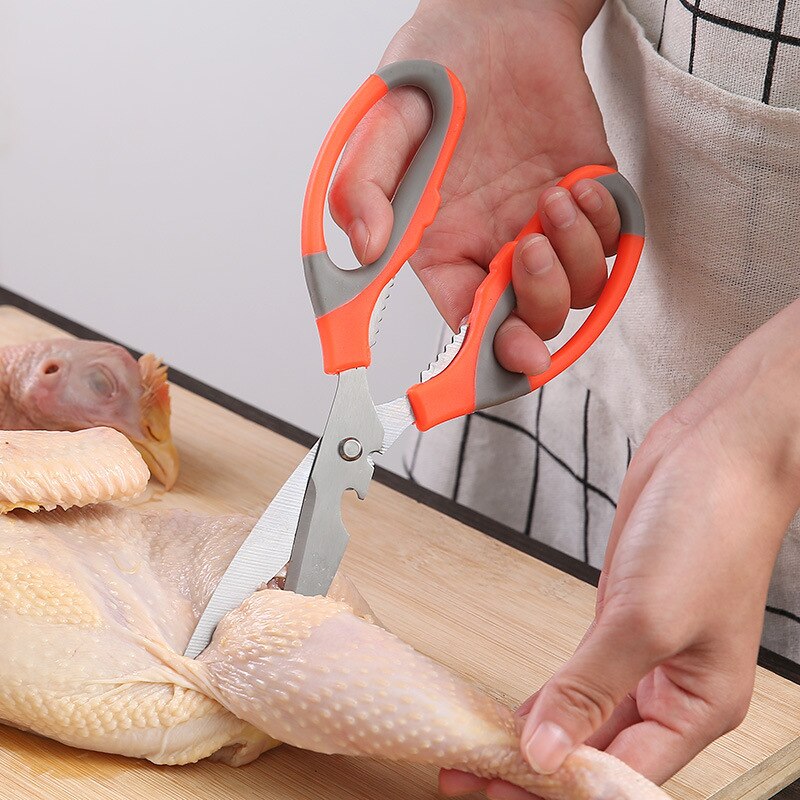Multifunctional Stainless Steel Household Kitchen Scissors ChickenBone Scissors Barbecue Strong Kitchen Scissors Food Scissors