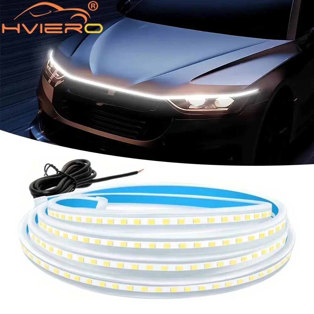 Bil led-lys bar 59in 12v motorhjelm lamper start scanning universel fleksibel auto dekorativ atmosfærisk dynamisk pære tilbehør