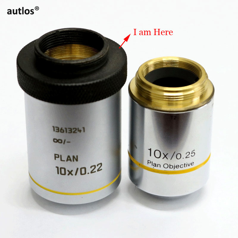 Objectif de Microscope RMS à M25, anneau d&#39;objectif RMS à M25 X 0.75, adaptateur de filetage pour Leica Nikon Olympus