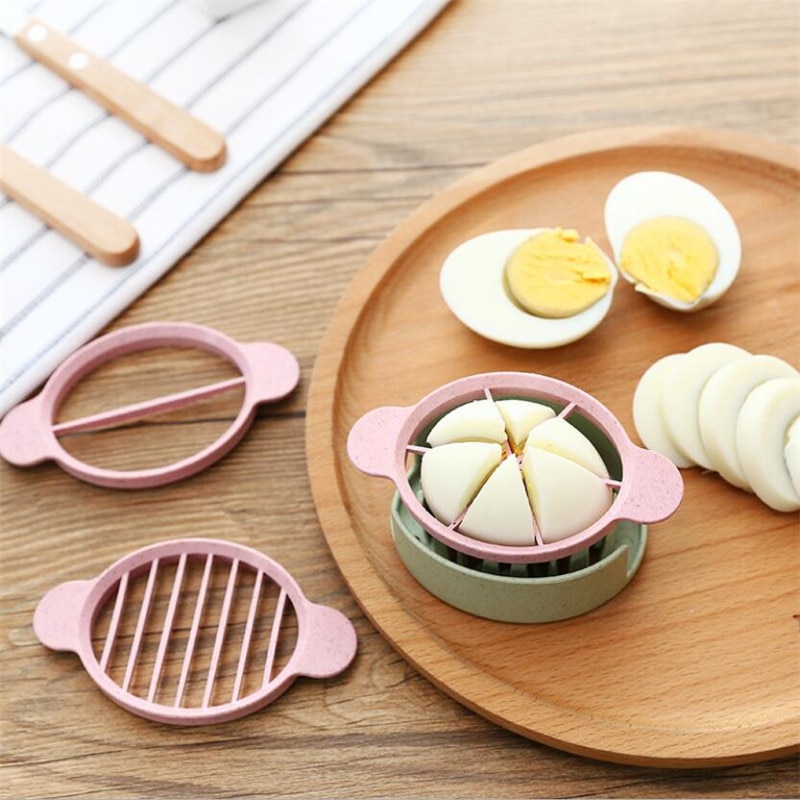 4 Kleuren Drie In Een Tarwe Stro Ei Cutter Handige Multifunctionele Split Apparaat Voedsel Divider Slicer Egg Slicer Tool